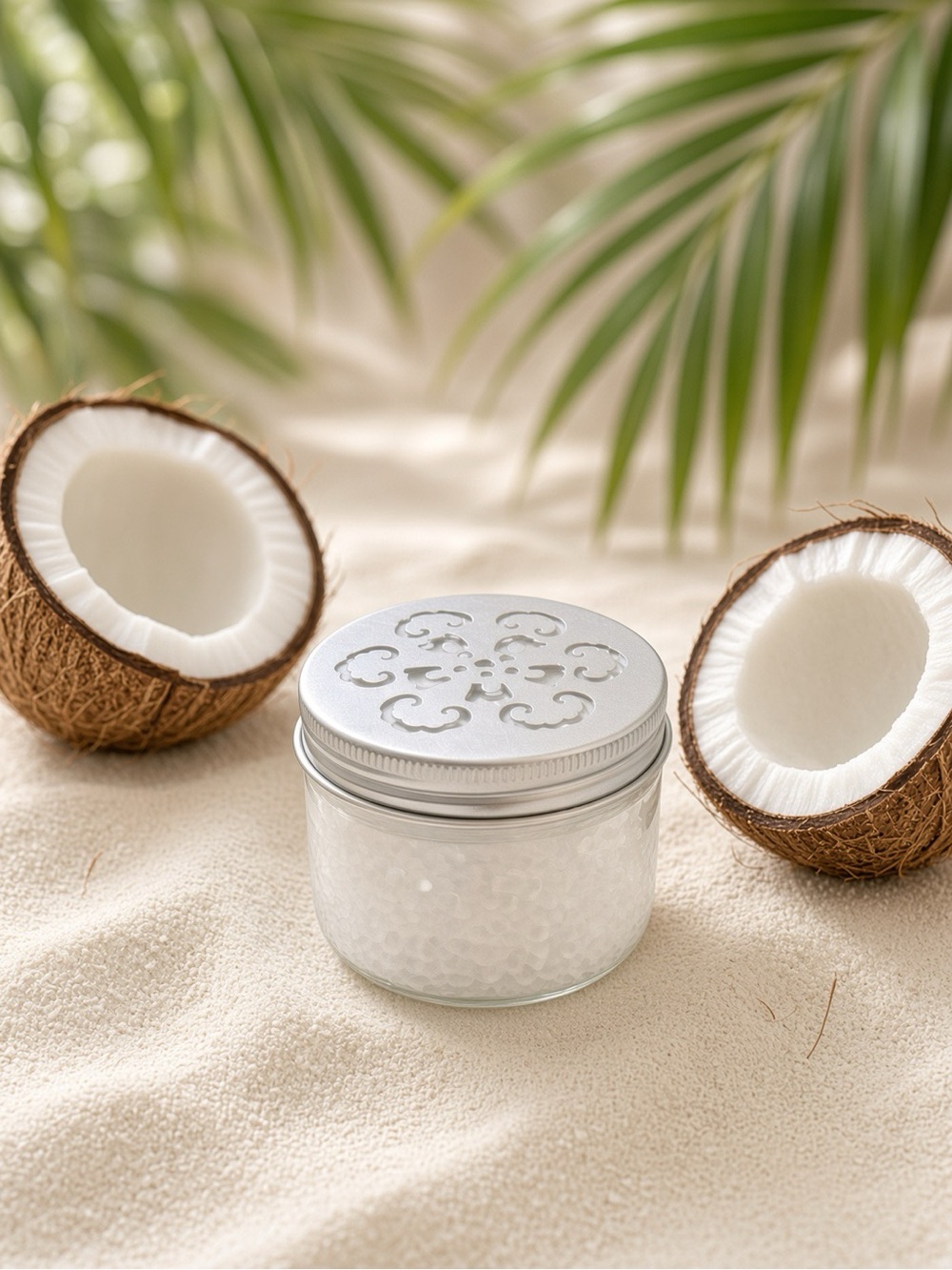 (1) Pure Coconut Odor Eliminator 4oz Aroma Bead Jar | Litter Trash Closet Bath